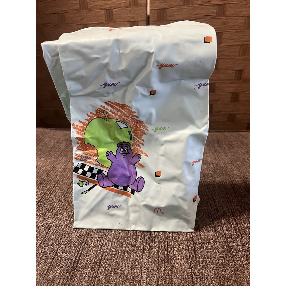 McDonald's Grimace Vinyl‎ Happy Meal Lunch Bag Vintage 1988 Good Vtg Condition!